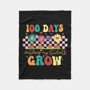 100 Dagen Groeiende Boho Bloemen Leraar 100ste Dag Fleece Deken