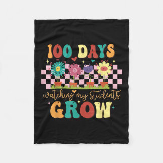 100 Dagen Groeiende Boho Bloemen Leraar 100ste Dag Fleece Deken