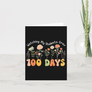 100 Dagen Groeiende Boho Bloemen Leraar 100ste Dag Kaart
