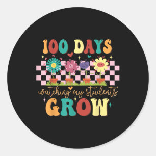100 Dagen Groeiende Boho Bloemen Leraar 100ste Dag Ronde Sticker