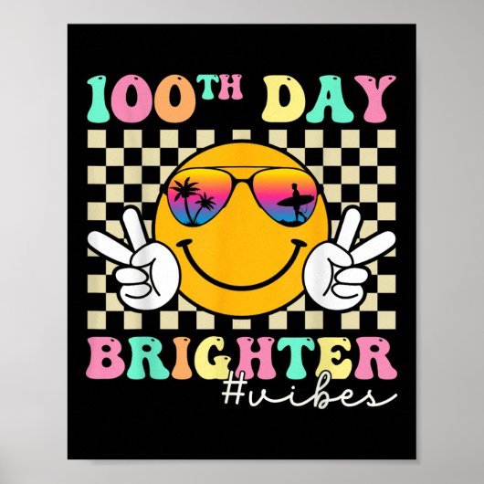 100 dagen helderder glimlach gezicht 100ste dag va poster (Voorkant)