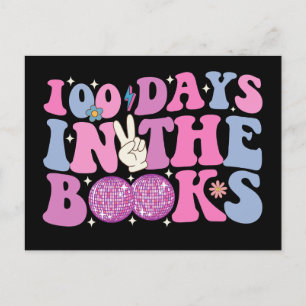 100 dagen in de boeken Disco Ball Groovy Retro Briefkaart