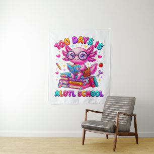 100 Dagen is Alotl School Axolotl Meisjes Wandkleed