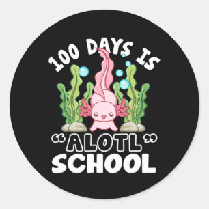 100 dagen is Alotl School Axolotl Ronde Sticker