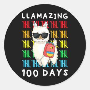 100 dagen Kinder Llama Leraar 100ste dag Ronde Sticker