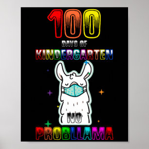 100 dagen Kindergarten No Probllama Llama Poster