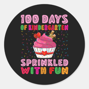 100 dagen kleuterschool bestrooid met leuke cupcak ronde sticker