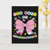 100 dagen kleuterschool Roze strik  Kaart (Gele Bloem)