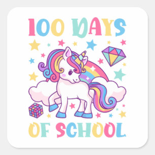 100 dagen leraar school Unicorn Girls Vierkante Sticker