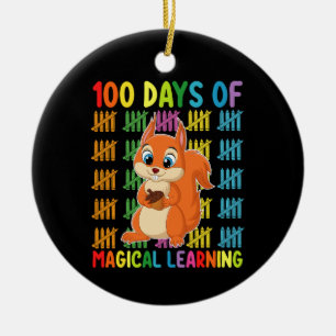 100 dagen magisch leren eekhoorn school keramisch ornament