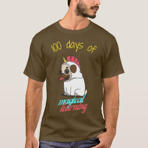 100 dagen magisch leren met een schattige pug t-shirt