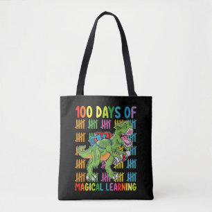 100 dagen magisch leren T Rex dinosaurus school Draagtas