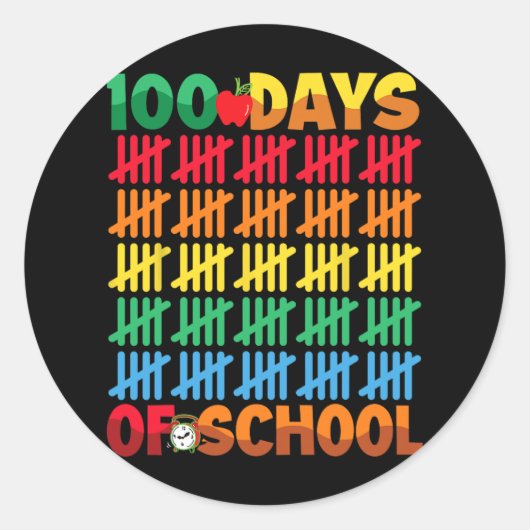 100 dagen op school, 100e schooldag ronde sticker (Voorkant)