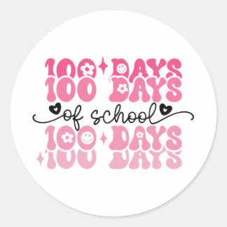 100 Dagen Op School Groovy 100e Dag Leraar Meisje Ronde Sticker
