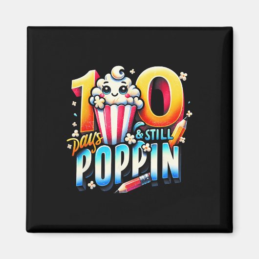 100 dagen poppin plezier popcorn thema terug naar magneet (Voorkant)
