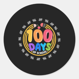 100 dagen school 100ste dag kleurrijke leraar en ronde sticker