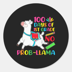 100 dagen school 1e klas geen probleem lama ronde sticker