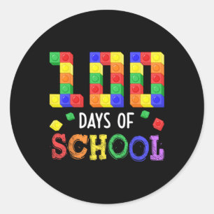100 Dagen School Block Brick Build Studenten Leraa Ronde Sticker