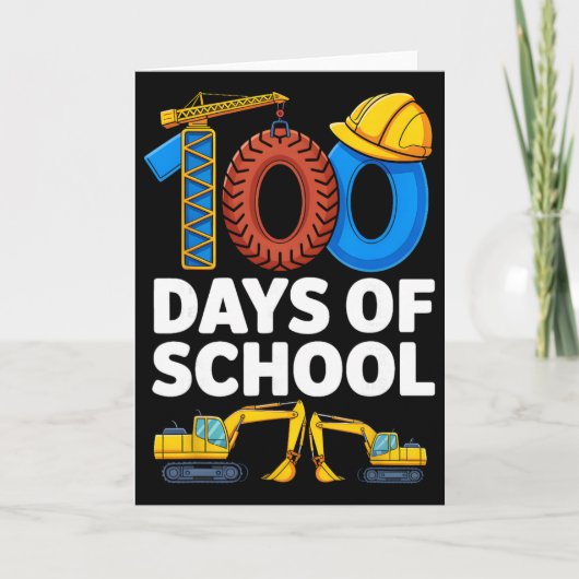 100 dagen school bouwmachines jongens kinderen kaart (Voorkant)