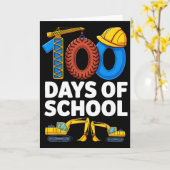 100 dagen school bouwmachines jongens kinderen kaart (Gele Bloem)