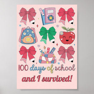 100 Dagen School Coquette Potlood Strikken Cute Poster
