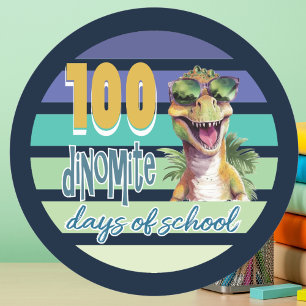 100 dagen school dinosaurus student leraar ronde sticker