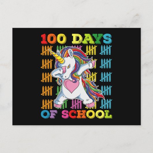 100 dagen school eenhoorn leraar briefkaart (Voorkant)