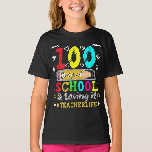 100 dagen school en het leuk vinden t-shirt (Voorkant)