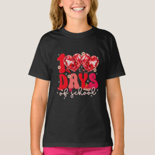 100 dagen school hart disco stijl leraar rood t-shirt