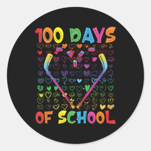 100 Dagen School Ijshockeysticks Jongens Meisjes 1 Ronde Sticker
