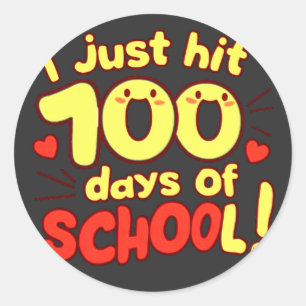100 dagen School Kawaii Style Design Ronde Sticker