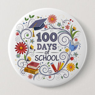 "100 dagen school"-knop ronde button 4,0 cm