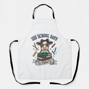 100 Dagen School Koe Vintage Gravure Leraar T-shir Schort