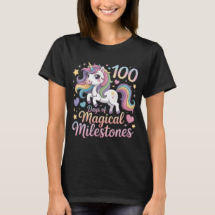 100 Dagen School Lief Pastel Eenhoorn Regenboog De T-shirt