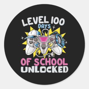 100 dagen school ontgrendelde videogames liefhebbe ronde sticker