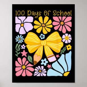 100 dagen school potlood boog bloemen mijlpaal Ki Poster