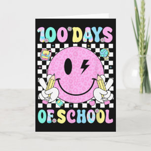 100 dagen school retro glimlach gezicht leraar kin kaart