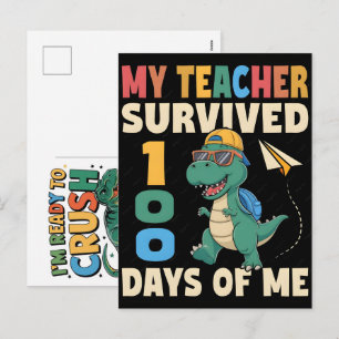 100 Dagen School Tshirt Ontwerp Leuke Kinderen Ler Feestdagenkaart