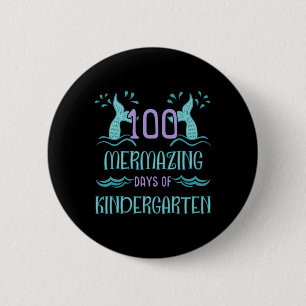 100 dagen school voor meisjes zeemeermin kleutersc ronde button 5,7 cm