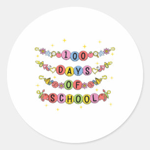 100 dagen schoolarmband 100e dag meisjes Kinder Ronde Sticker