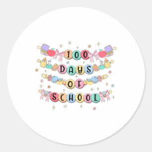 100 dagen schoolarmband 100e dag meisjes Kinder Ronde Sticker