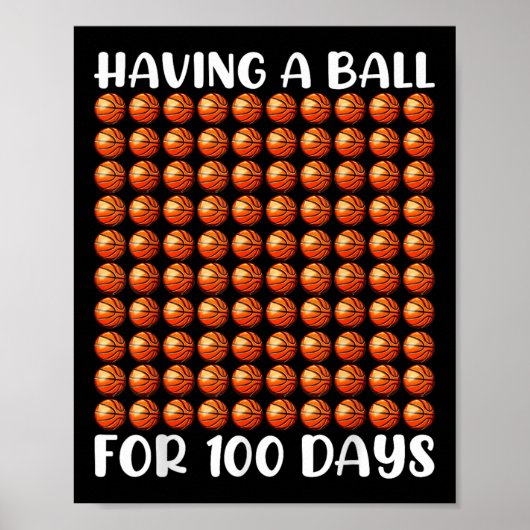 100 dagen schoolbasketbal 100e dag 100 dagen poster (Voorkant)