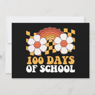 100 dagen schoolbloem regenboog groovy retro kaart