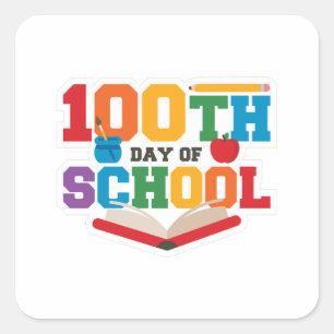 100 DAGEN SCHOOLDAG VIERKANTE STICKER