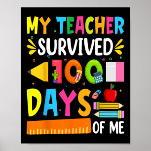 100 dagen schooljongens meisjes Kinder lerarencade Poster