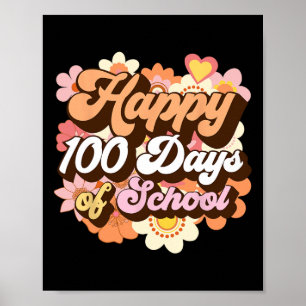 100 dagen schoolleraar Kinder retro Happy 100th Poster