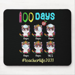 100 dagen schoolleraar Unicorn-werkmasker W Muismat
