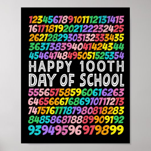 100 dagen schoolleraren Kinder 100e dag nummers Poster (Voorkant)