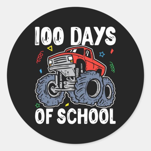 100 dagen schoolMonster, 100e Scho-dag Ronde Sticker (Voorkant)