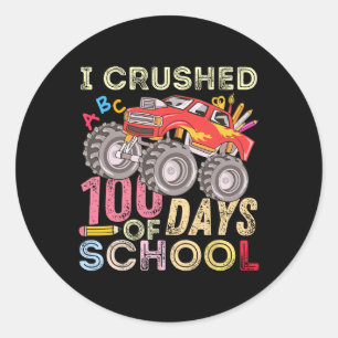 100 dagen schoolmonstertruck 100e dag ronde sticker